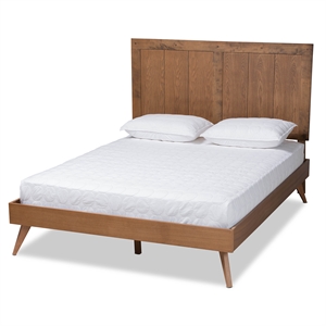 Bowery Hill Ash Walnut Finished Wood King Size Platform Bed