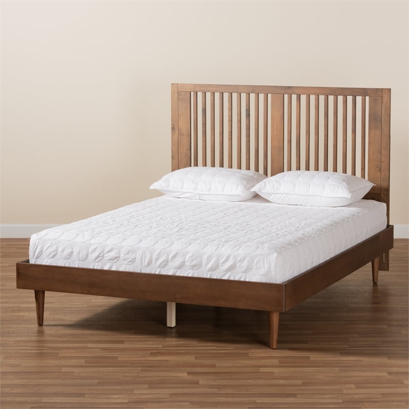 Bowery Hill Ash Walnut Finished Wood Queen Size Platform Bed