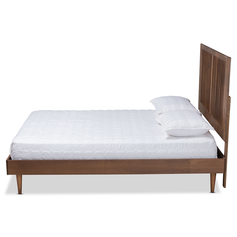 Bowery Hill Ash Walnut Finished Wood Queen Size Platform Bed
