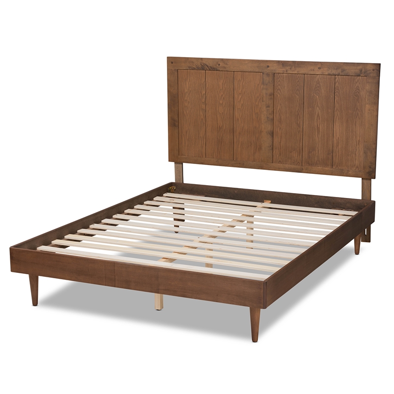 Bowery Hill Ash Walnut Finished Wood Queen Size Platform Bed
