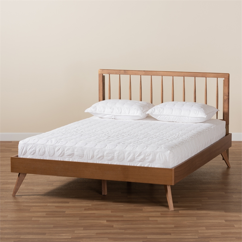 Bowery Hill Ash Walnut Finished Wood King Size Platform Bed