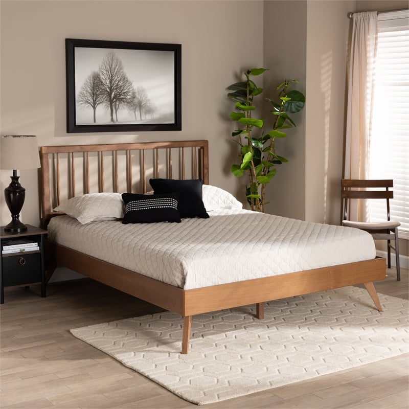 Bowery Hill Ash Walnut Finished Wood King Size Platform Bed