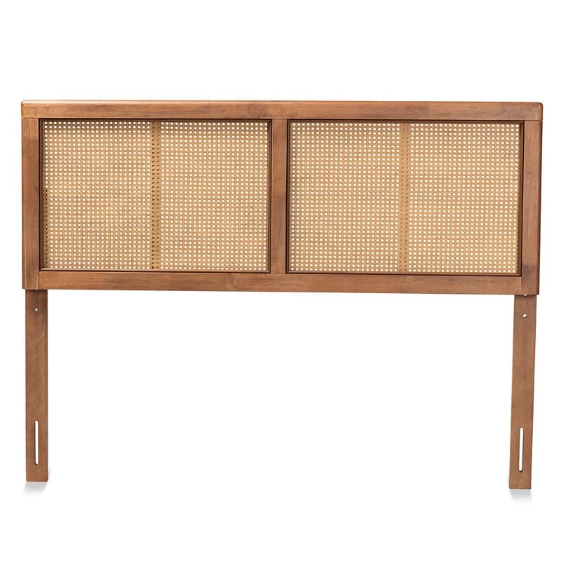 Bowery Hill Rubberwood Walnut King Size Headboard Rectangular Woven Detailing 78.1