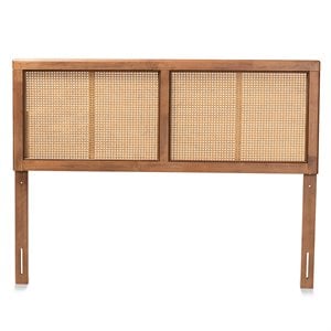 Bowery Hill Rubberwood Walnut King Size Headboard Rectangular Woven Detailing 78.1&quot Unassembled
