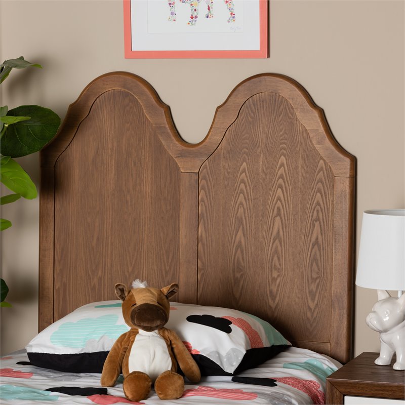 Bowery Hill Ash Walnut Finished Wood Twin Size Arched Headboard