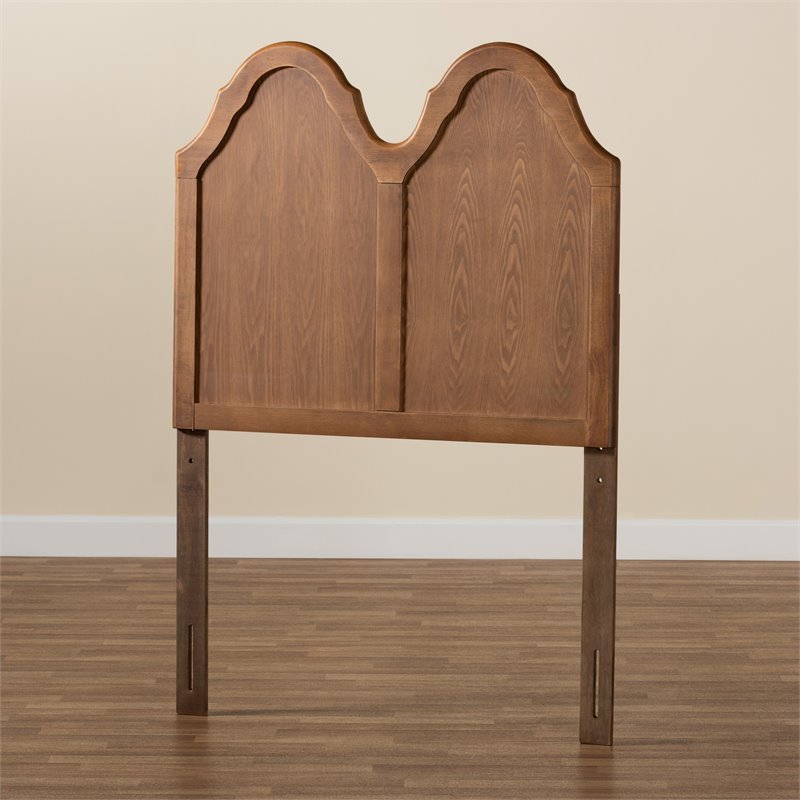 Bowery Hill Ash Walnut Finished Wood Twin Size Arched Headboard