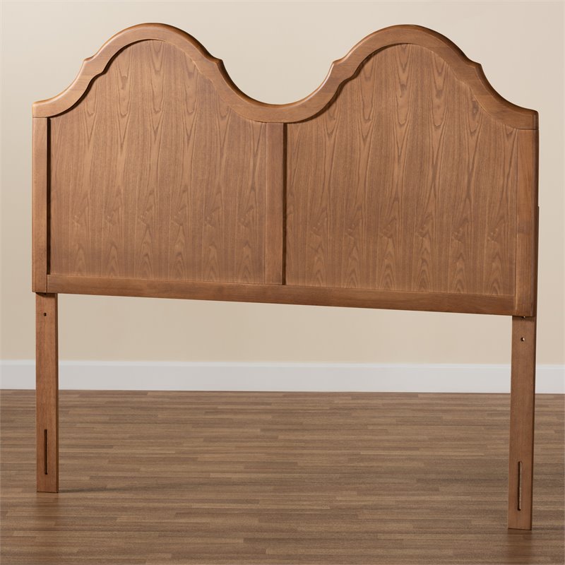 Bowery Hill Ash Walnut Finished Wood King Size Arched Headboard