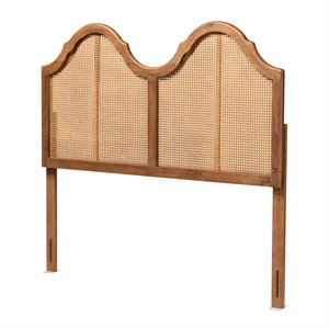 Bowery Hill Modern Rattan Full Size Arched Headboard in Walnut