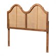 Bowery Hill Modern Rattan Full Size Arched Headboard in Walnut