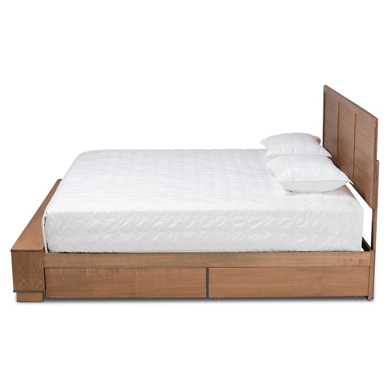 Bowery Hill Brown Finished Wood King Size 4-Drawer Bed