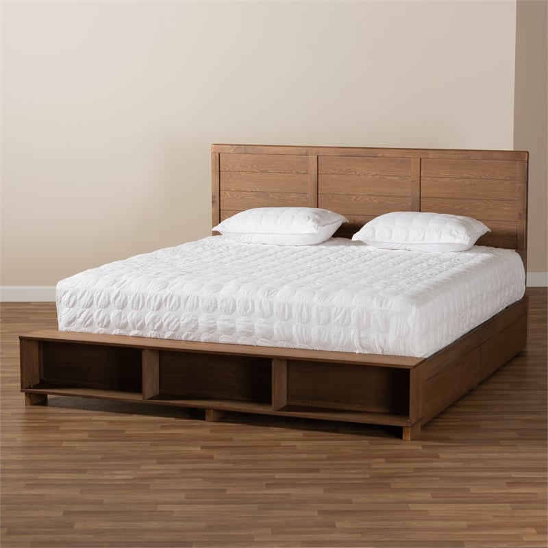 Bowery Hill Brown Finished Wood King Size 4-Drawer Bed