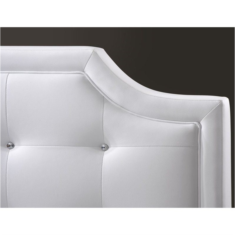 Bowery Hill Tufted Faux Leather King Platform Bed in White