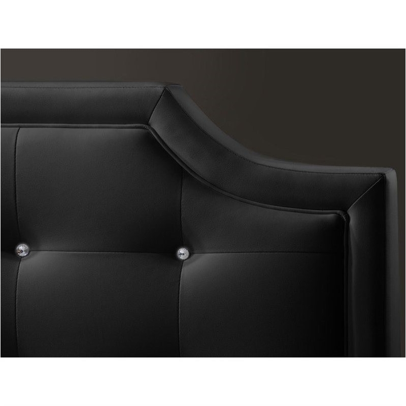 Bowery Hill Queen Faux Leather Tufted Platform Bed in Black
