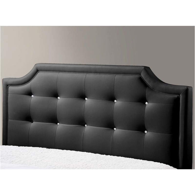 Bowery Hill Queen Faux Leather Tufted Platform Bed in Black