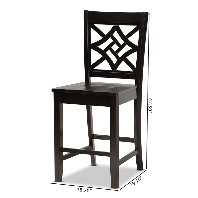 Bowery Hill Contemporary Dark Brown Finished Wood 2-Piece Counter Stool Set