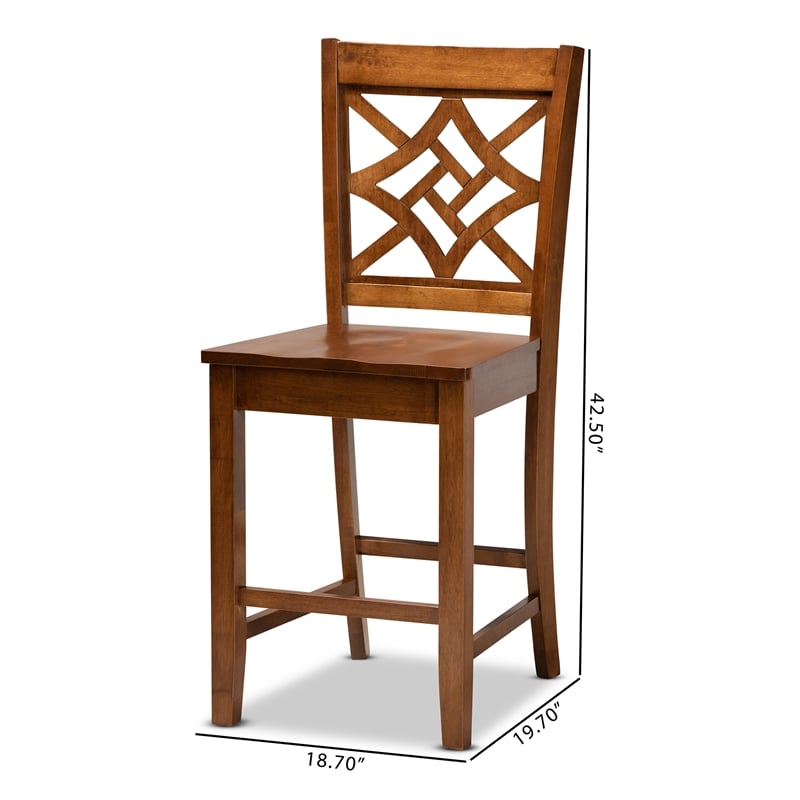 Bowery Hill Contemporary Walnut Brown Finished Wood 2-Piece Counter Stool Set