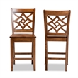 Bowery Hill Contemporary Walnut Brown Finished Wood 2-Piece Counter Stool Set