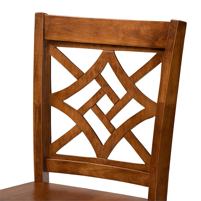 Bowery Hill Contemporary Walnut Brown Finished Wood 2-Piece Counter Stool Set