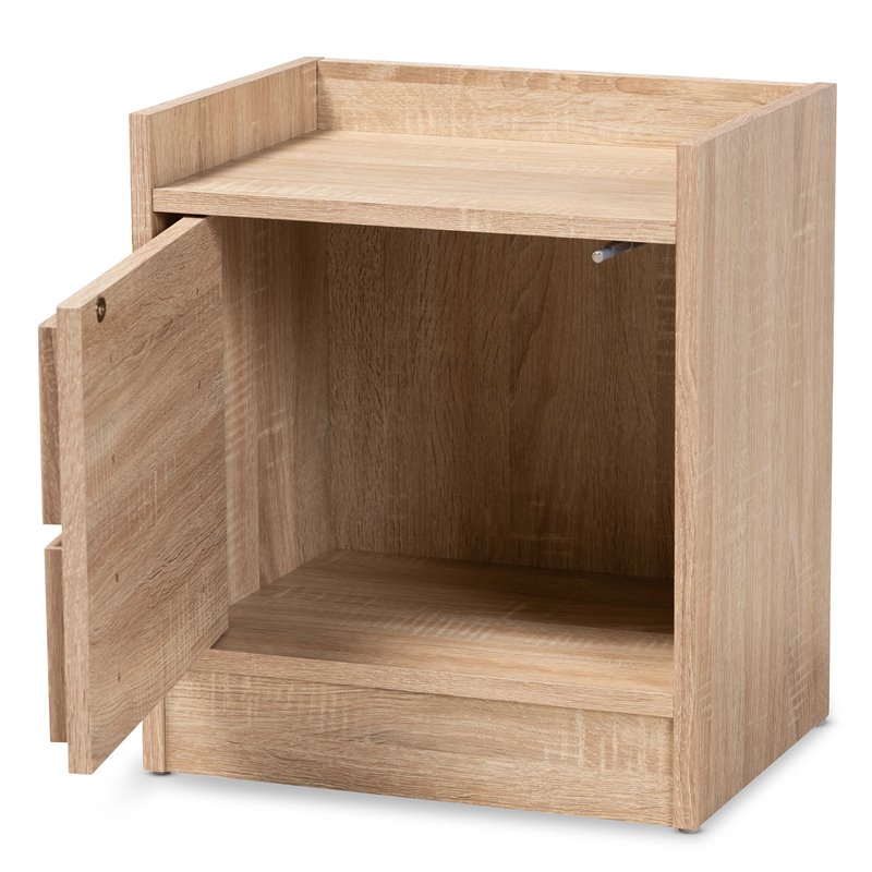 Bowery Hill Contemporary Walnut Finished Wood 2-Drawer Nightstand