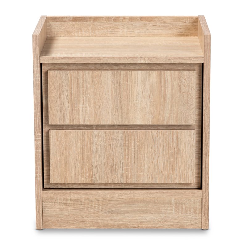 Bowery Hill Contemporary Walnut Finished Wood 2-Drawer Nightstand