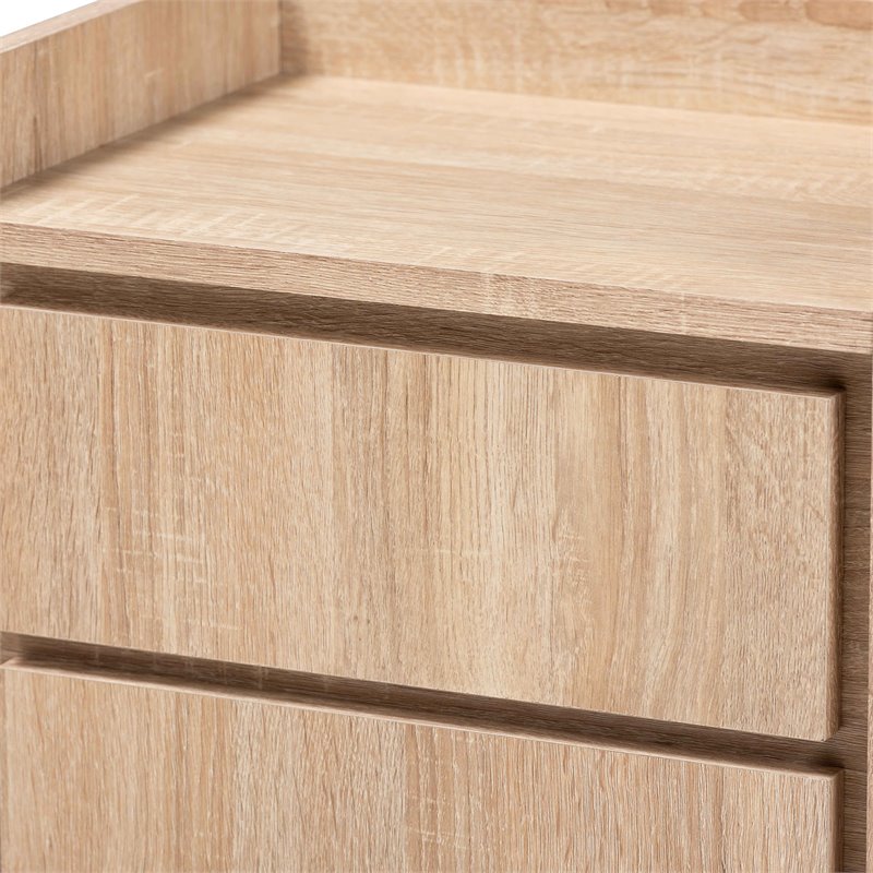 Bowery Hill Contemporary Walnut Finished Wood 2-Drawer Nightstand