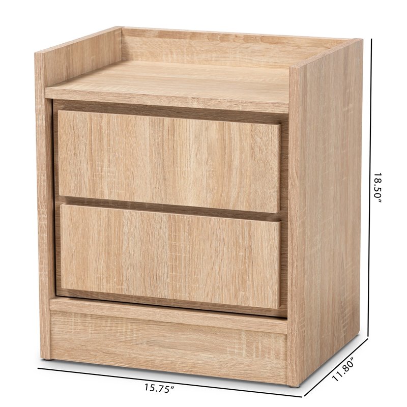 Bowery Hill Contemporary Walnut Finished Wood 2-Drawer Nightstand
