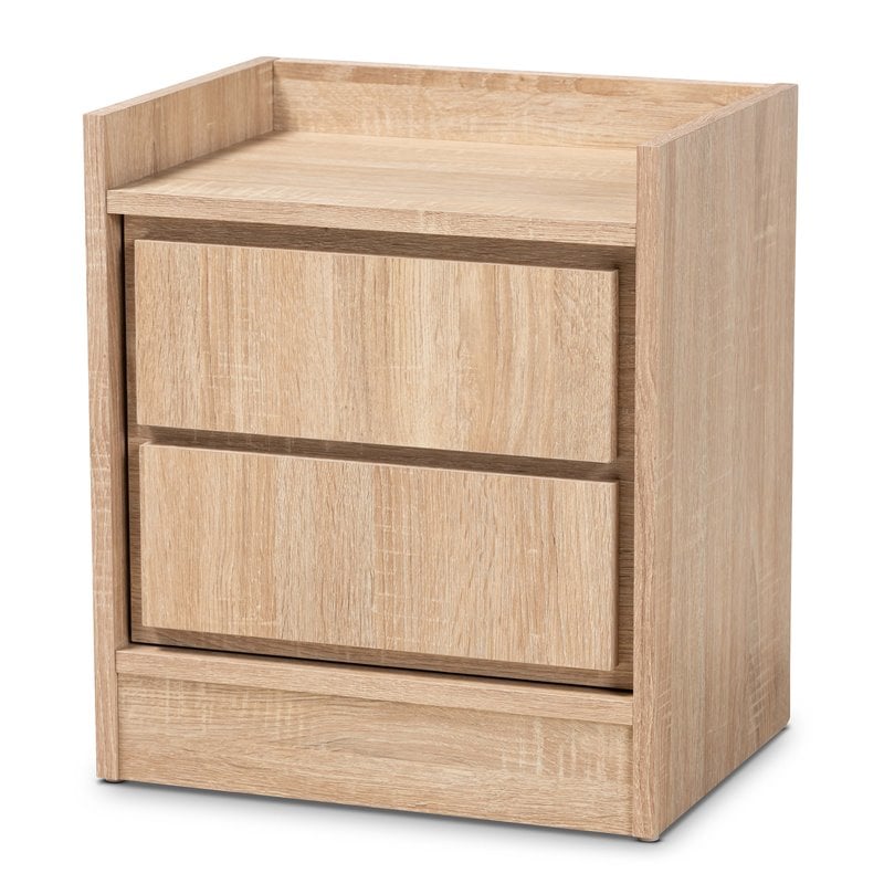 Bowery Hill Contemporary Walnut Finished Wood 2-Drawer Nightstand