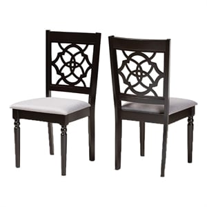 Bowery Hill Oak Wood Dark Brown Dining Chair Rectangular Cut-Out Back Design 37.4&quotH Unassembled
