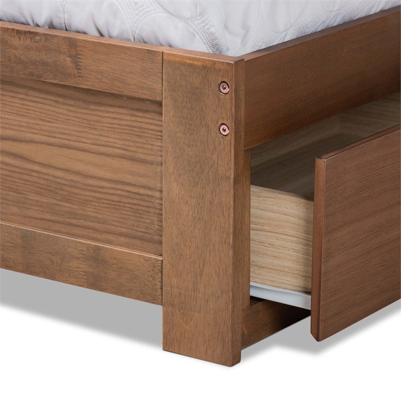 Bowery Hill Ash Walnut Brown Finished Wood King Size 3-Drawer Bed