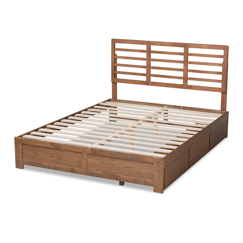 Bowery Hill Ash Walnut Brown Finished Wood King Size 3-Drawer Bed