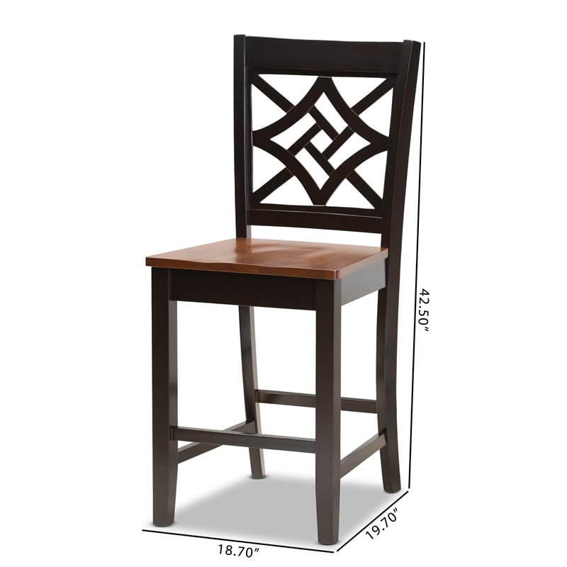 Bowery Hill Two-Tone Brown Finished Wood 2-Piece Counter Stool Set