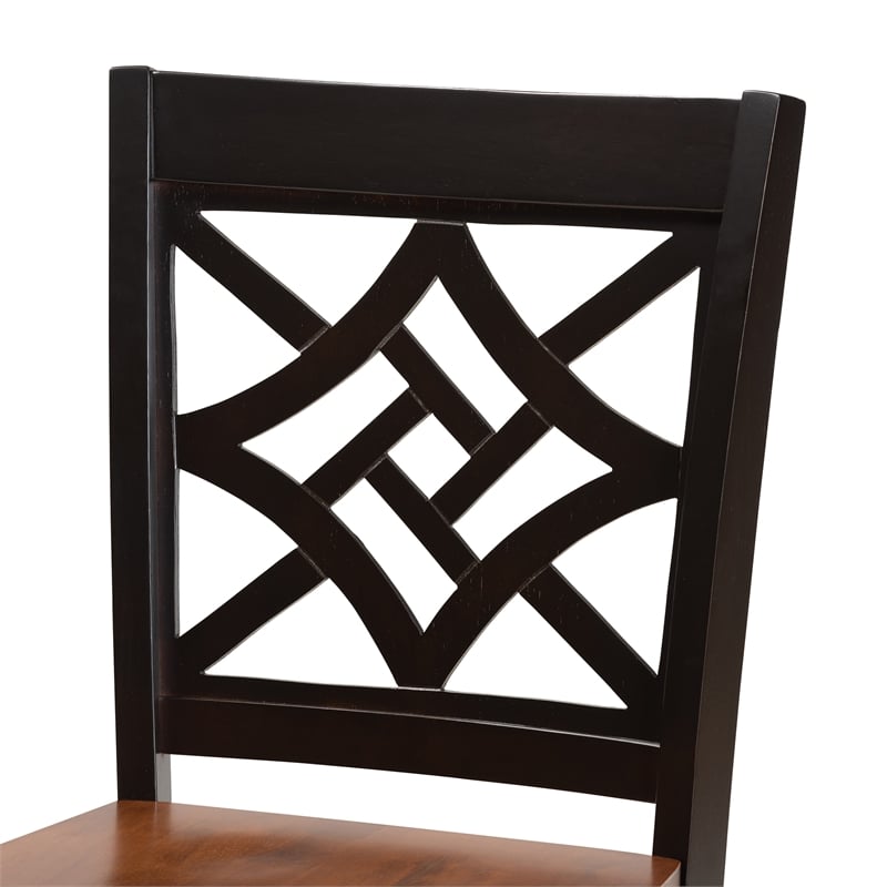 Bowery Hill Two-Tone Brown Finished Wood 2-Piece Counter Stool Set