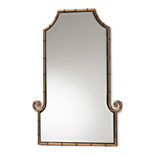 Bowery Hill Metal Gold Accent Wall Mirror Rectangular Bamboo Inspired 42&quot x 29&quot Fully Assembled