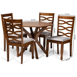 Bowery Hill Grey and Walnut Brown Finished Wood 5-Piece Dining Set