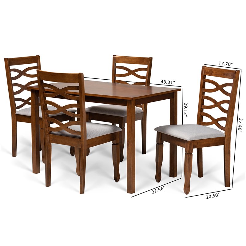 Bowery Hill Grey and Walnut Brown Finished Wood 5-Piece Dining Set