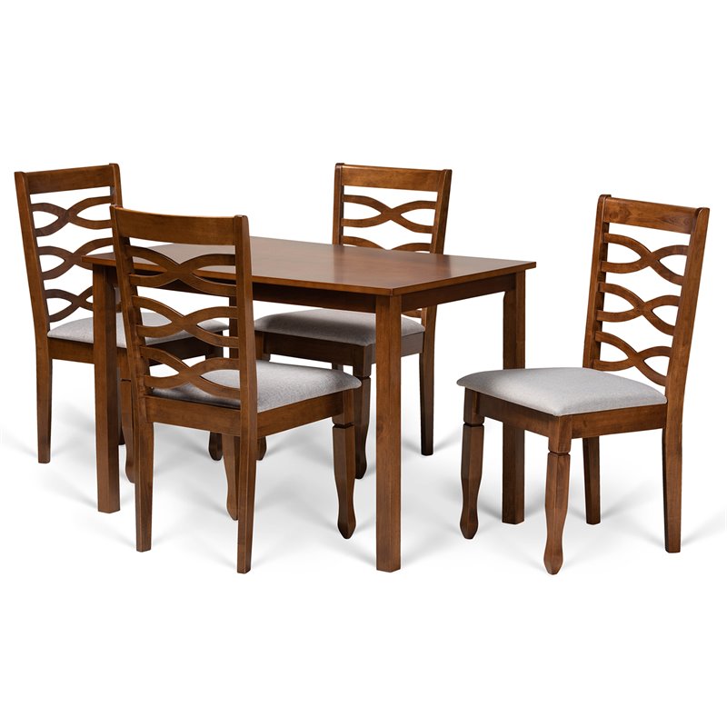 Bowery Hill Grey and Walnut Brown Finished Wood 5-Piece Dining Set