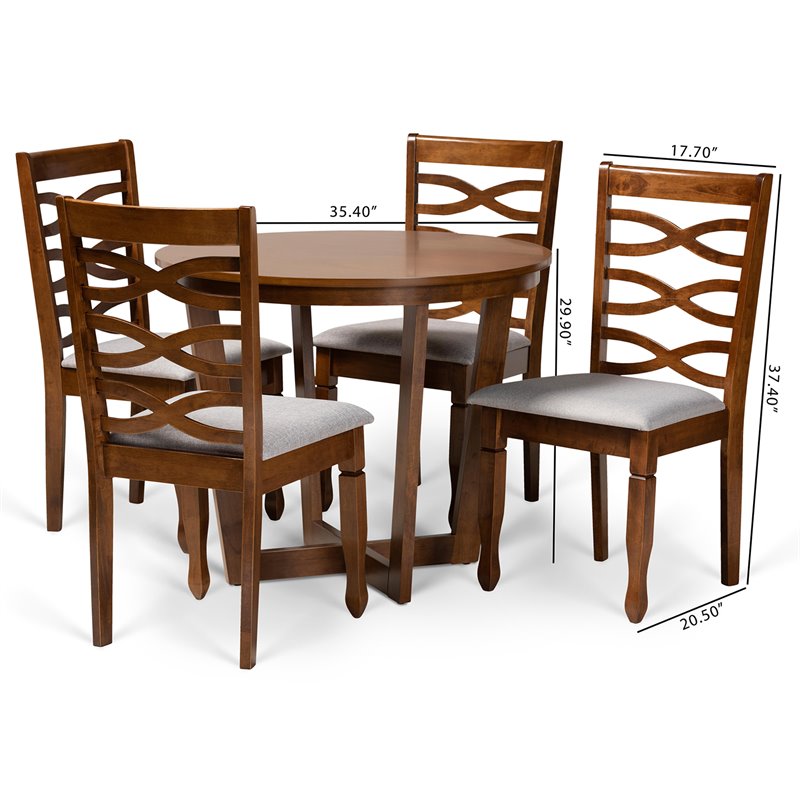Bowery Hill Grey and Walnut Brown Finished Wood 5-Piece Dining Set