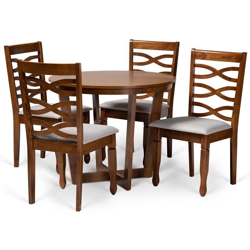 Bowery Hill Grey and Walnut Brown Finished Wood 5-Piece Dining Set