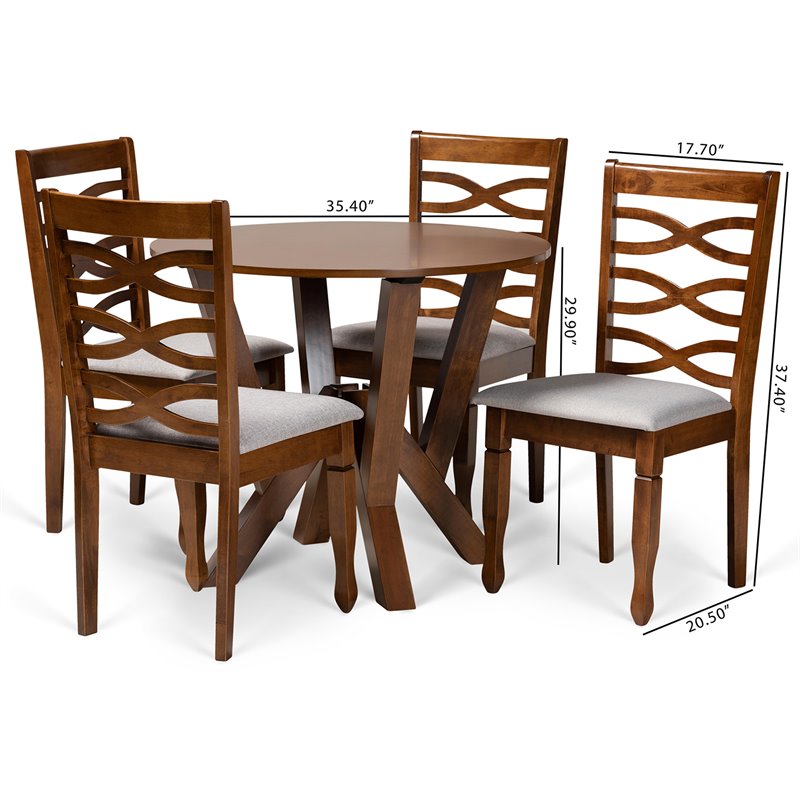 Bowery Hill Grey and Walnut Brown Finished Wood 5-Piece Dining Set