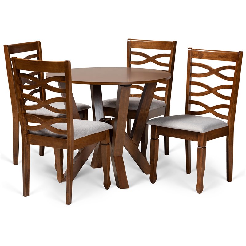Bowery Hill Grey and Walnut Brown Finished Wood 5-Piece Dining Set