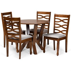 Bowery Hill Grey and Walnut Brown Finished Wood 5-Piece Dining Set
