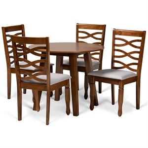 Bowery Hill Grey and Walnut Brown Finished Wood 5-Piece Dining Set