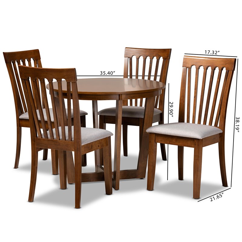 Bowery Hill Grey and Walnut Brown Finished Wood 5-Piece Dining Set