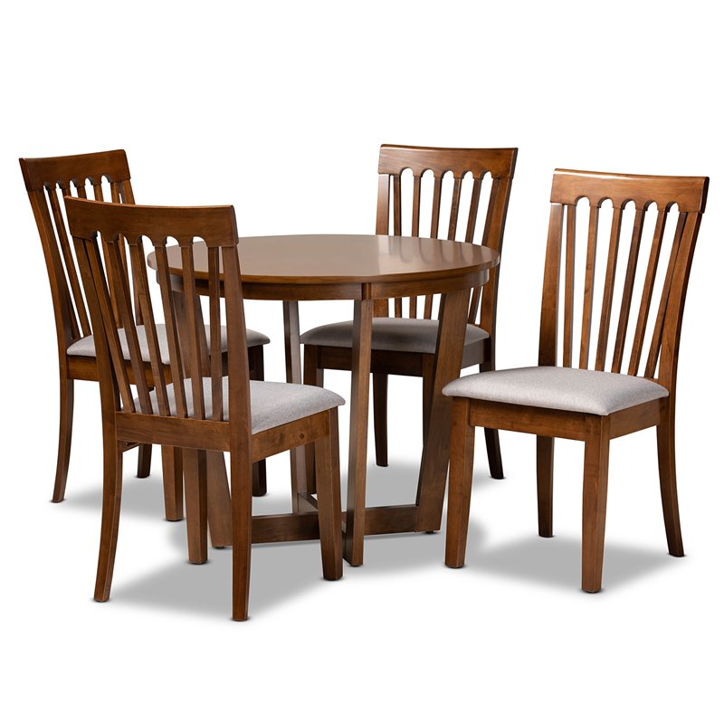 Bowery Hill Grey and Walnut Brown Finished Wood 5-Piece Dining Set
