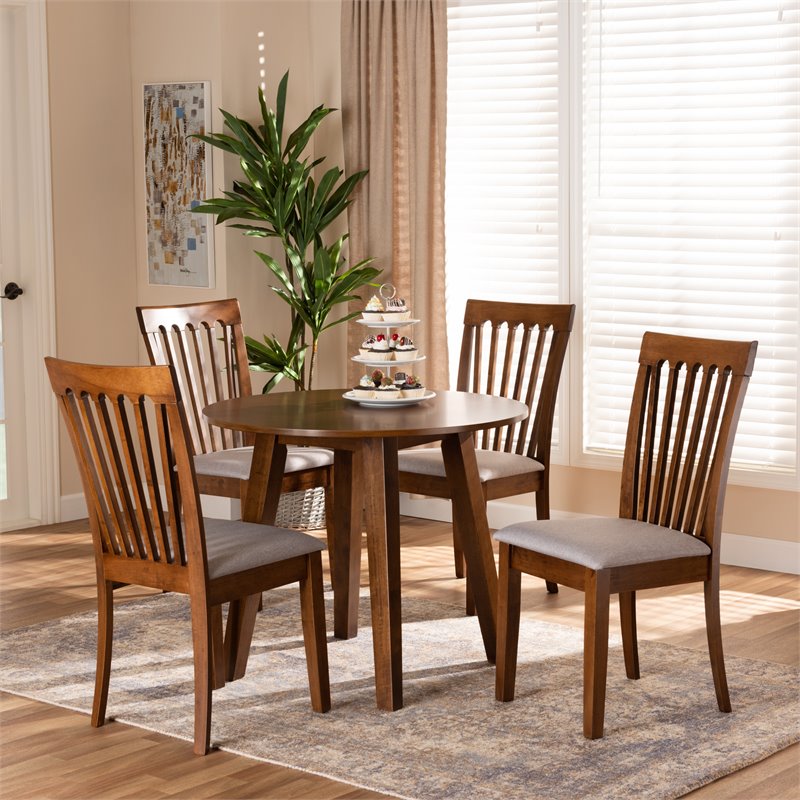 Bowery Hill Grey and Walnut Brown Finished Wood 5-Piece Dining Set