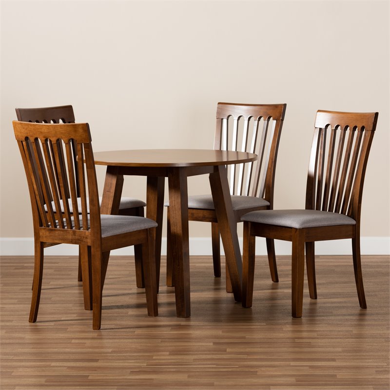 Bowery Hill Grey and Walnut Brown Finished Wood 5-Piece Dining Set