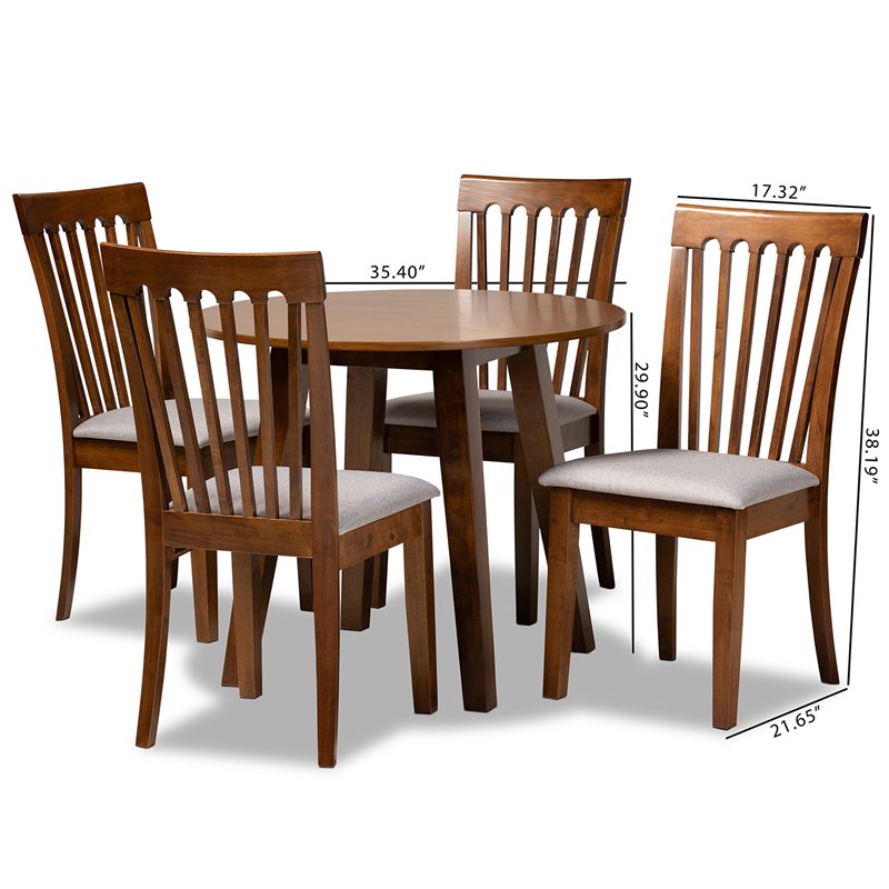 Bowery Hill Grey and Walnut Brown Finished Wood 5-Piece Dining Set