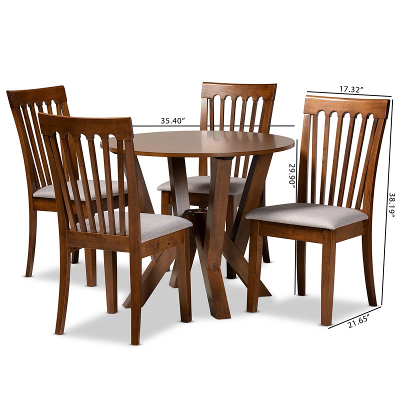 Bowery Hill Grey and Walnut Brown Finished Wood 5-Piece Dining Set