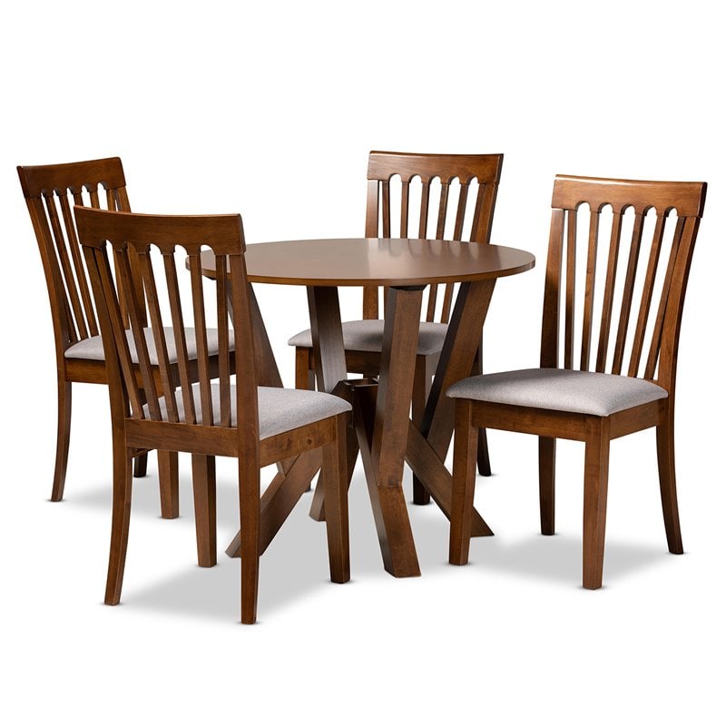 Bowery Hill Grey and Walnut Brown Finished Wood 5-Piece Dining Set