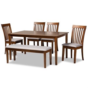 Bowery Hill Grey and Walnut Brown Finished Wood 6-Piece Dining Set